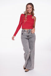 Polera Mara Regular Asimétrica Rojo Efesis