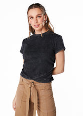 POLERA GRAVY REGULAR GRAVILLADA C/ CRUCE DELANTERO