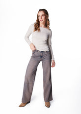 POLERA MUNCH REGULAR ESCOTE ASIMETRICO Y RECOGIDO COSTADOS CRUDO