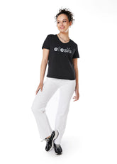 POLERA SARAI REGULAR ESTAMPADO Y TACHAS NEGRO EFESIS