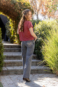 Jeans Angel Palazzo Bordado Alas Gris Efesis