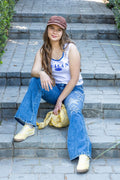 Jeans Chiky Flare Estrella Parche Azul Cacao