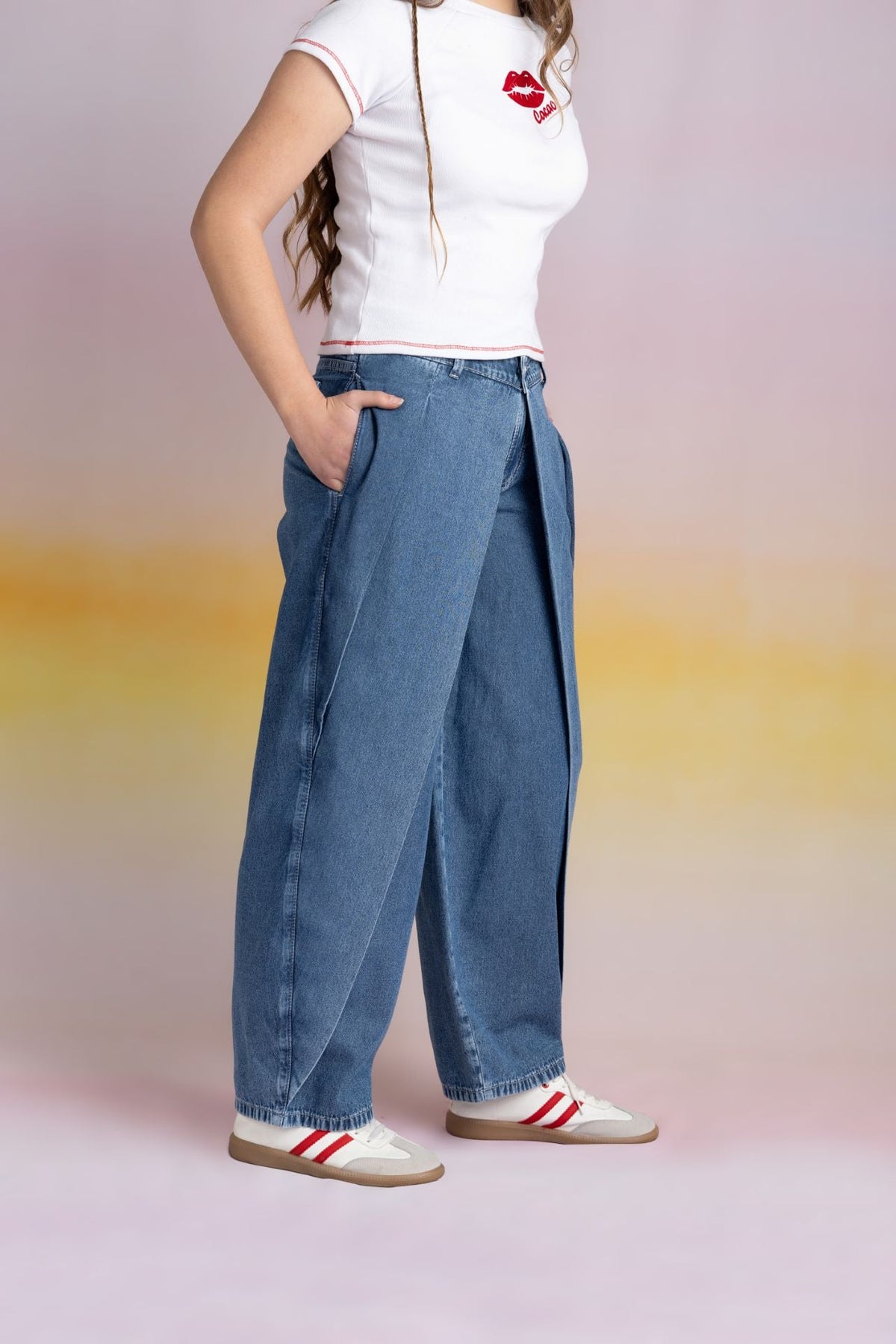 Jeans Malé Balloon Cruce Delantero Azul Cacao