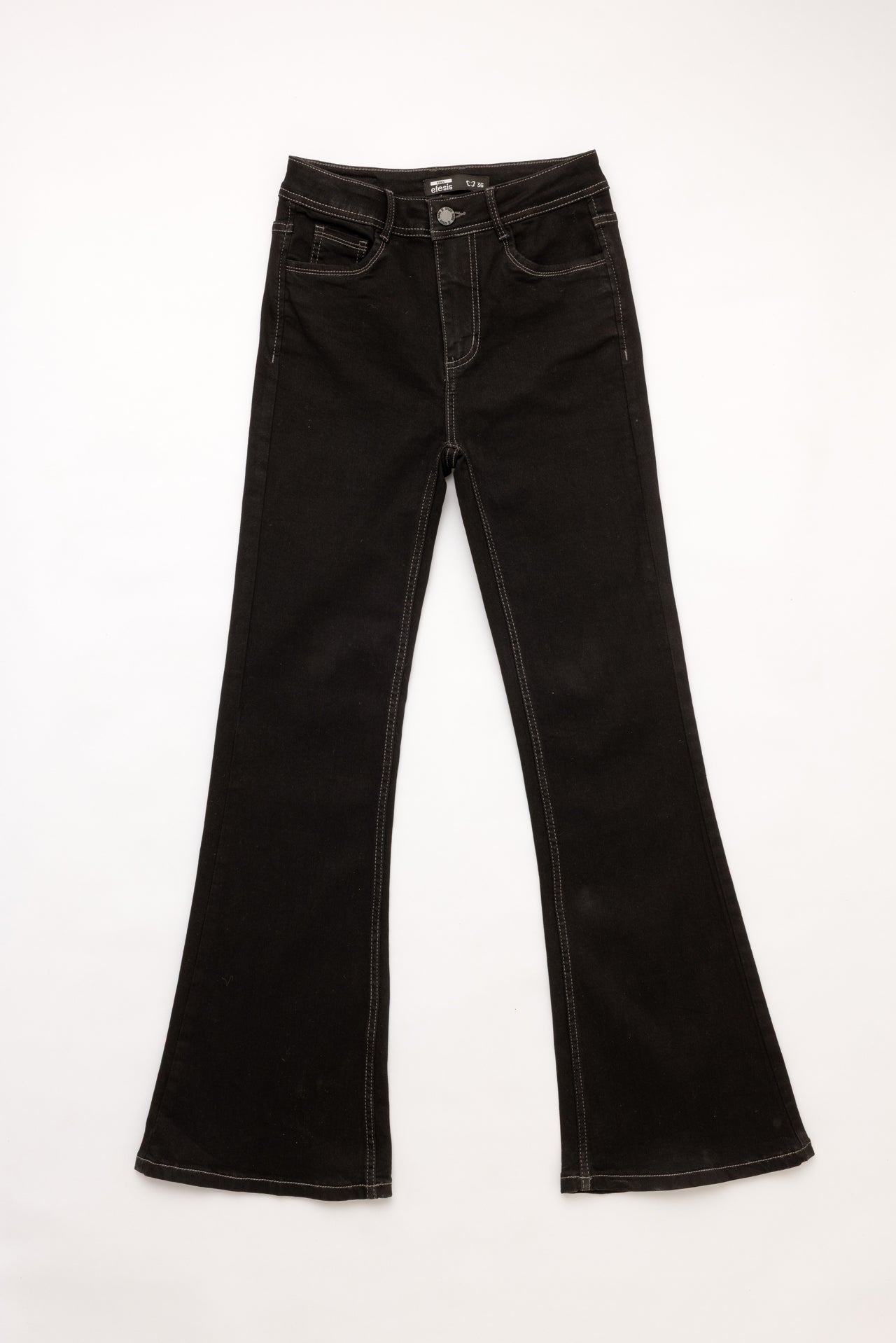 Jeans Feel Flare Hilo Contratono Tapetas Bolsillo Negro Efesis