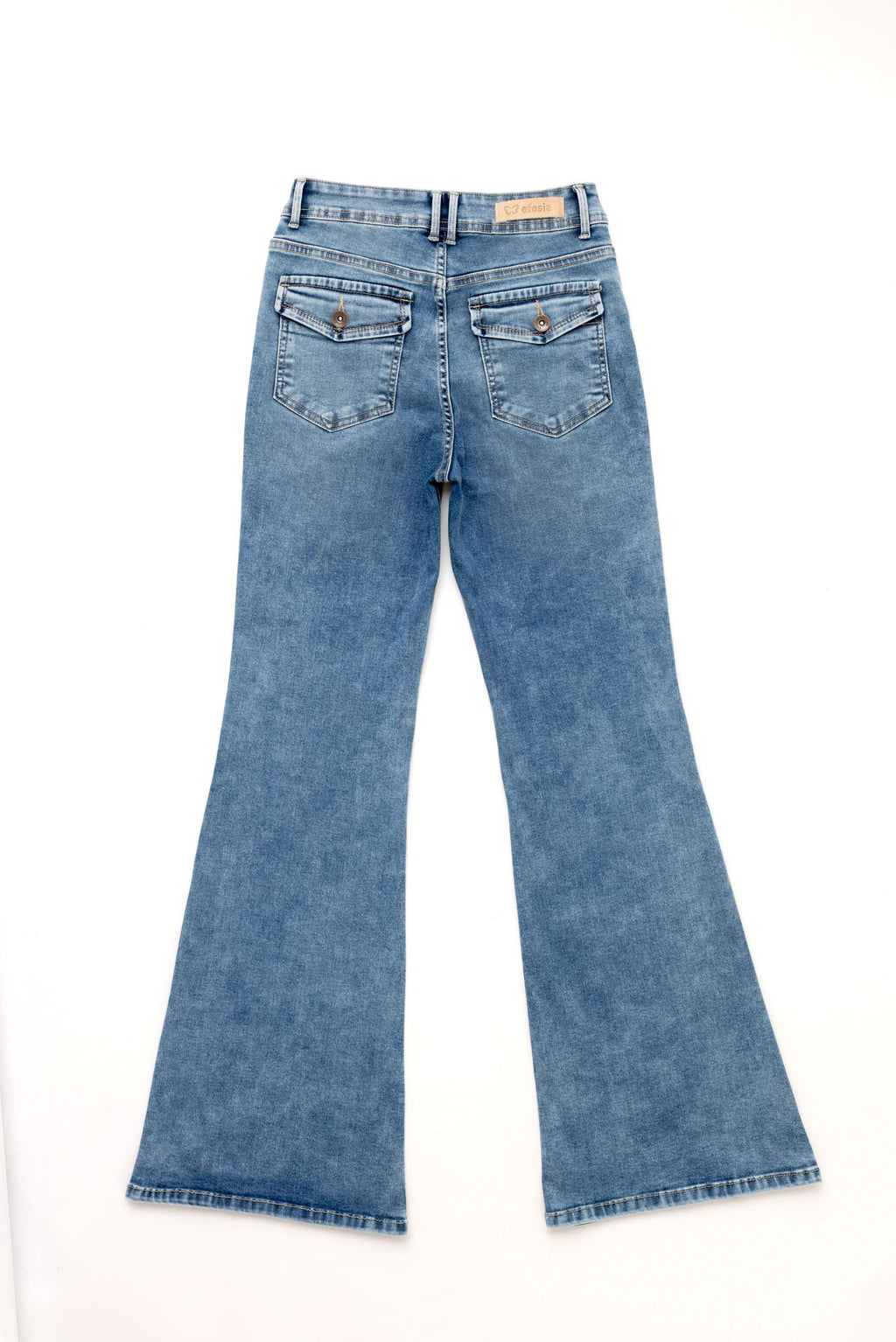 Jeans Feel Flare Bolsillo con Tapetas Azul Light Efesis