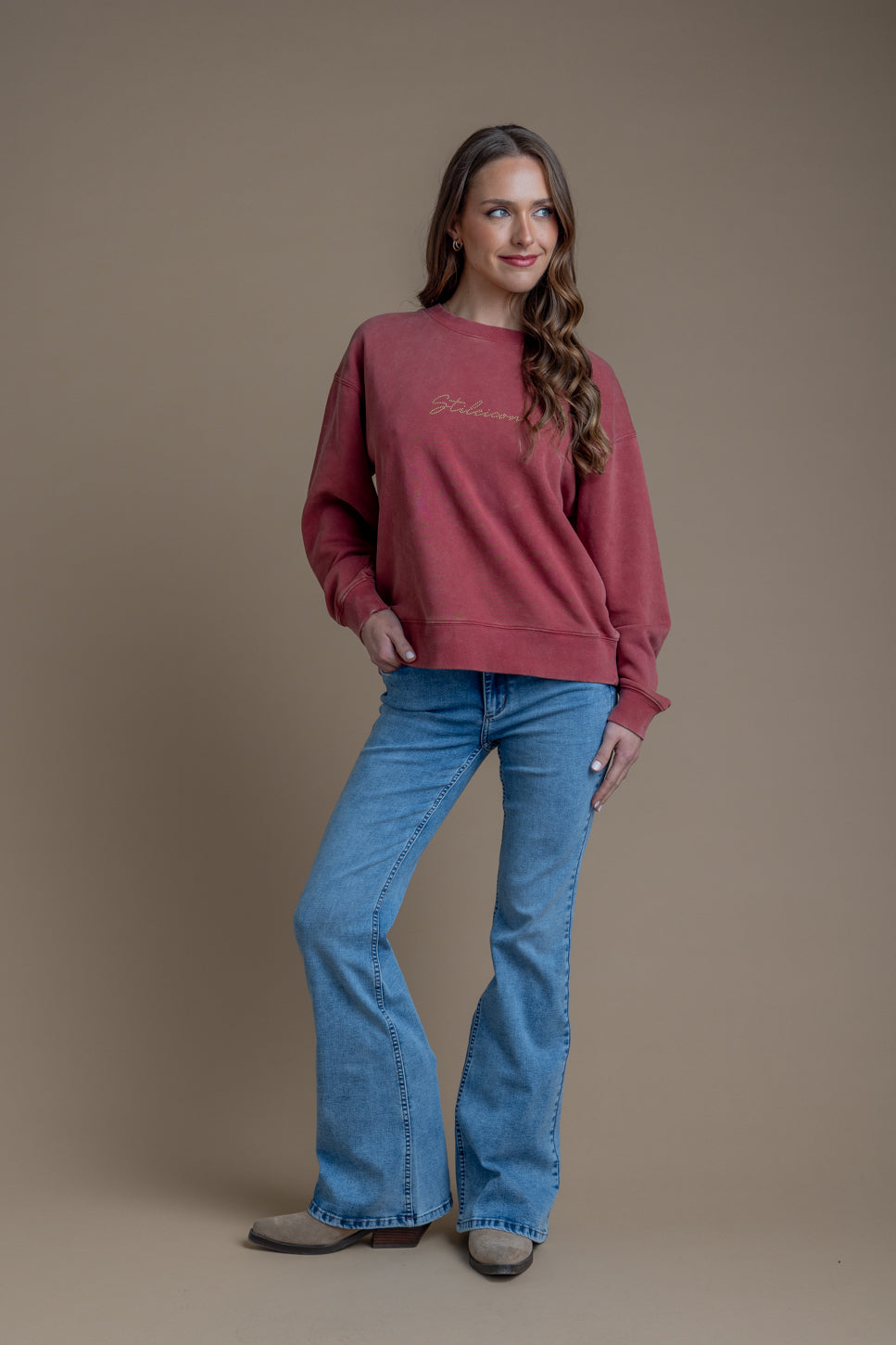 Jeans Feel Flare Bolsillo con Tapetas Azul Light Efesis