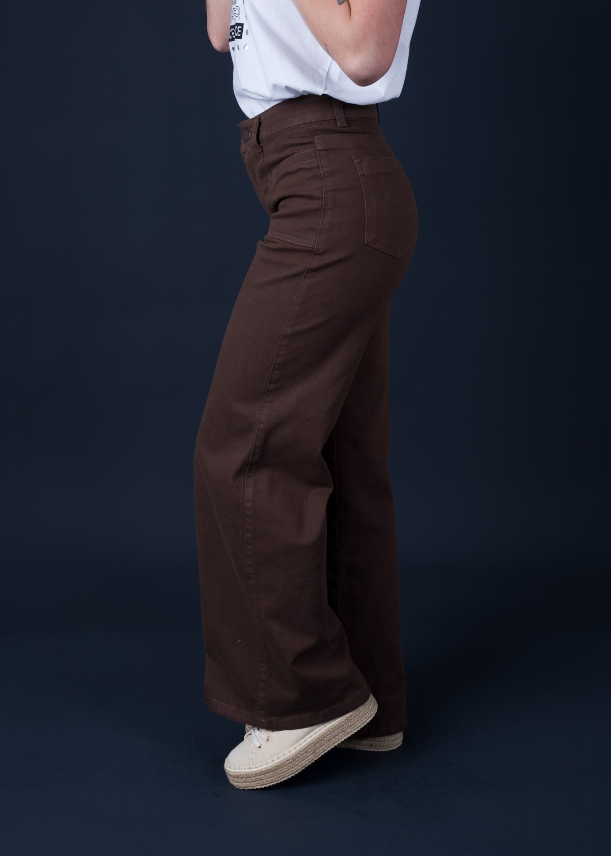 Pantalón Piragi Palazzo Bolsillo Incrustado Chocolate Efesis