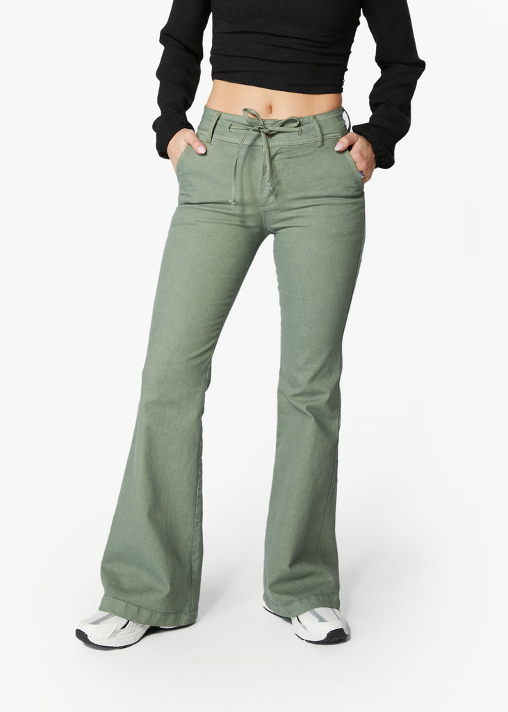 PANTALON MACEIO FLARE PRETINA ANCHA C/ LAZO