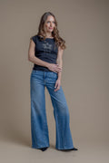 Jeans Corcega Palazzo Piezas Traspaso Azul Efesis