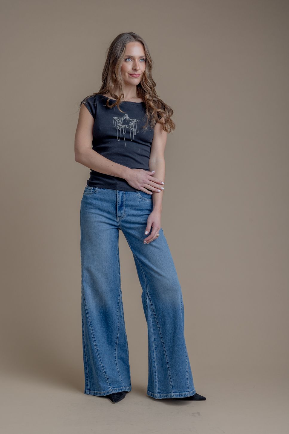 Jeans Corcega Palazzo Piezas Traspaso Azul Efesis