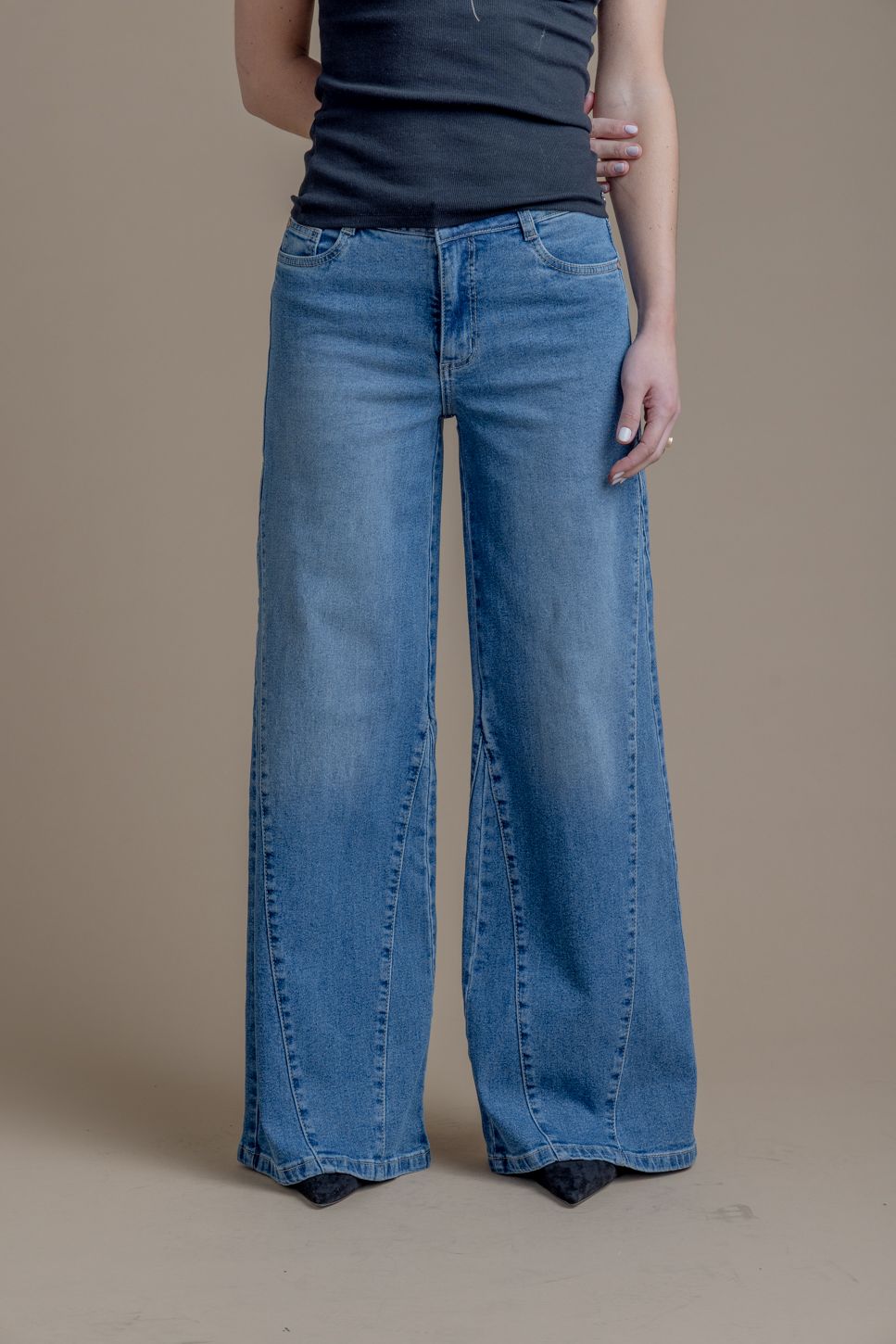 Jeans Corcega Palazzo Piezas Traspaso Azul Efesis