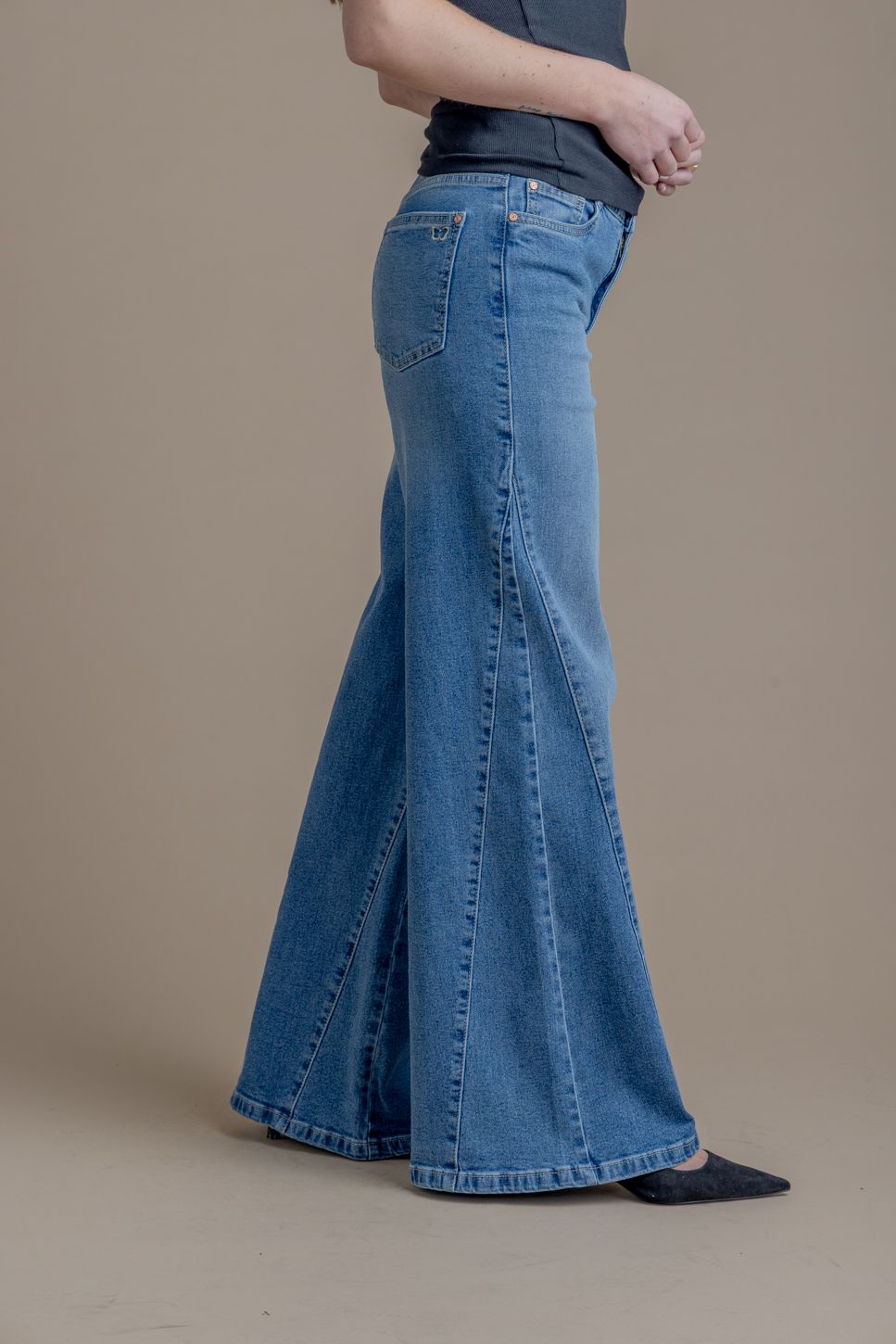 Jeans Corcega Palazzo Piezas Traspaso Azul Efesis