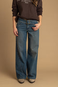 Jeans Ginger Palazzo Traspaso y Cinturon Azul Efesis