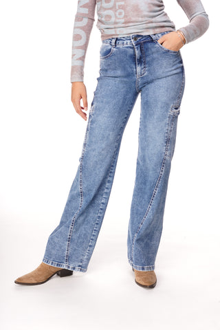 Jeans Alfa Recto Corte c/ Traspaso y Bolsillos