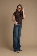 Jeans Arturus Palazzo Pieza con Ojetillos Azul Efesis