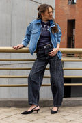 Jeans Rigel Balloon Alforja y Ojetillos Negro Efesis