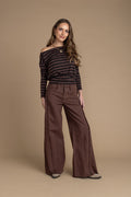 Pantalón Cocoa Palazzo Cortes Desflecado Chocolate Efesis