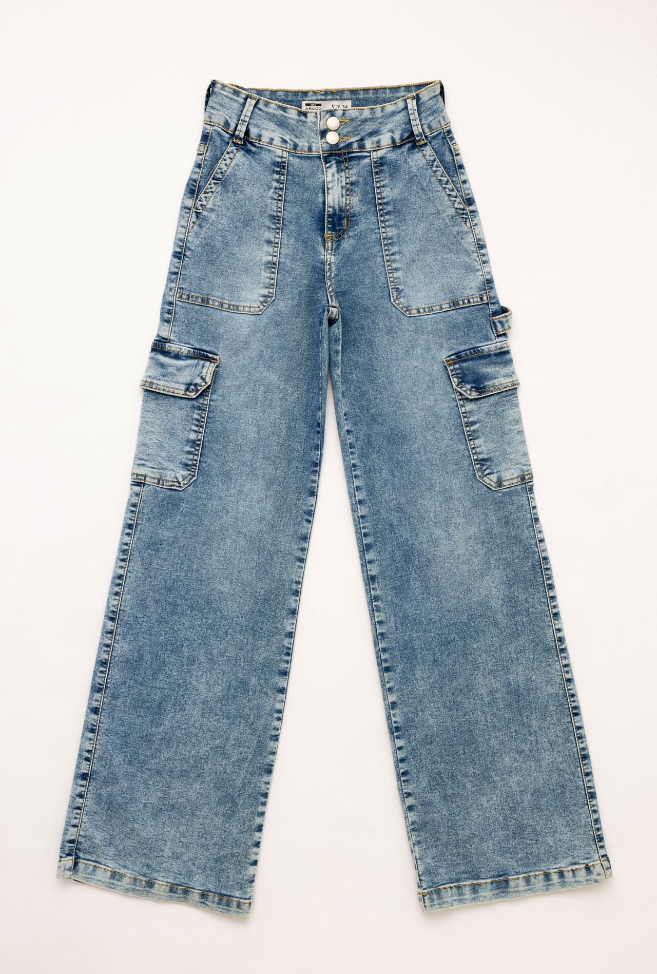 Jeans Naos Palazzo Cargo Azul Light Efesis