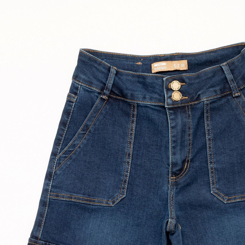 Jeans Naos Palazzo Cargo Azul Medio Efesis