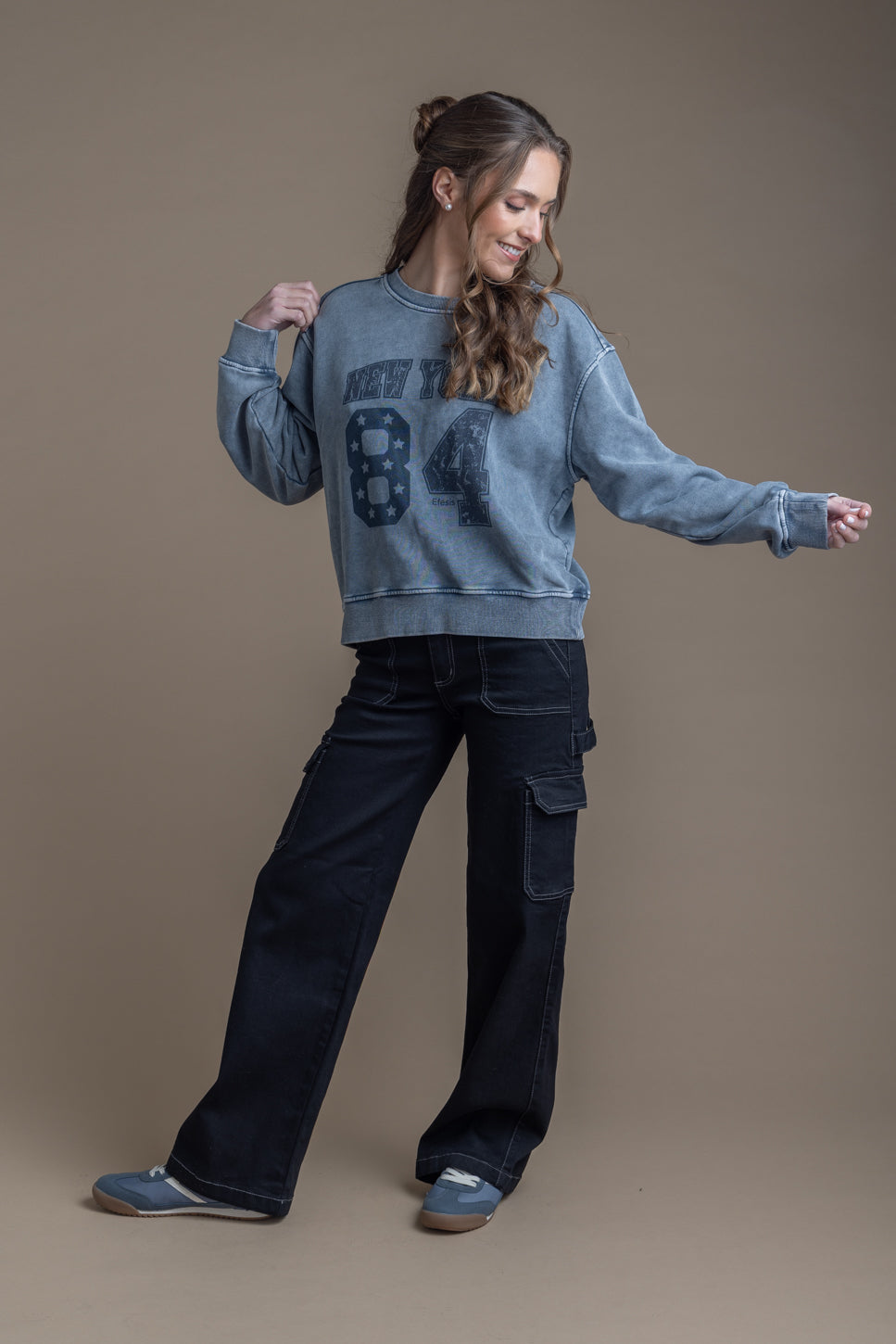 Jeans Naos Palazzo Cargo Hilo Contratono Negro Efesis