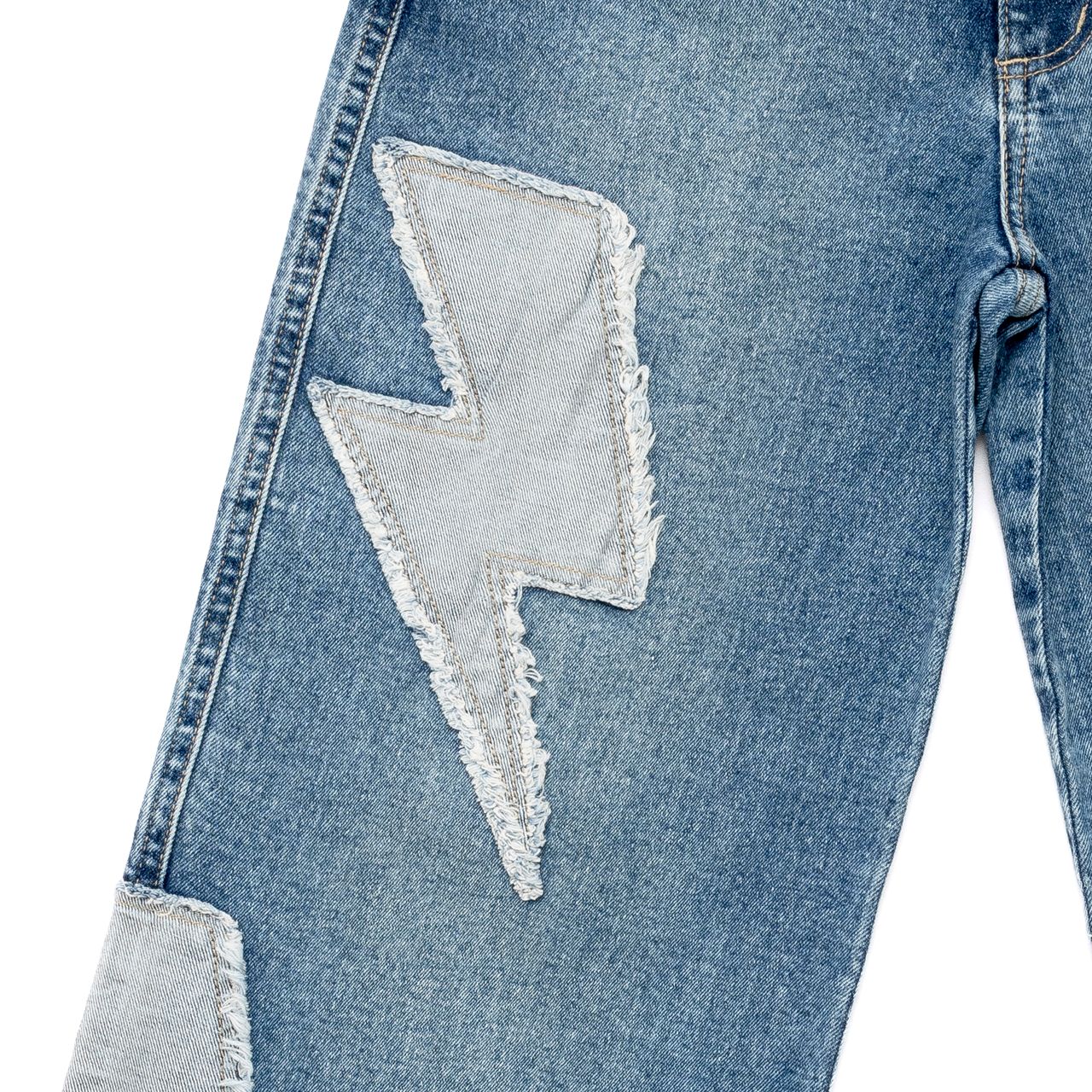 Jeans Cher Wide Parche Rayos Revéz Tela Azul Efesis