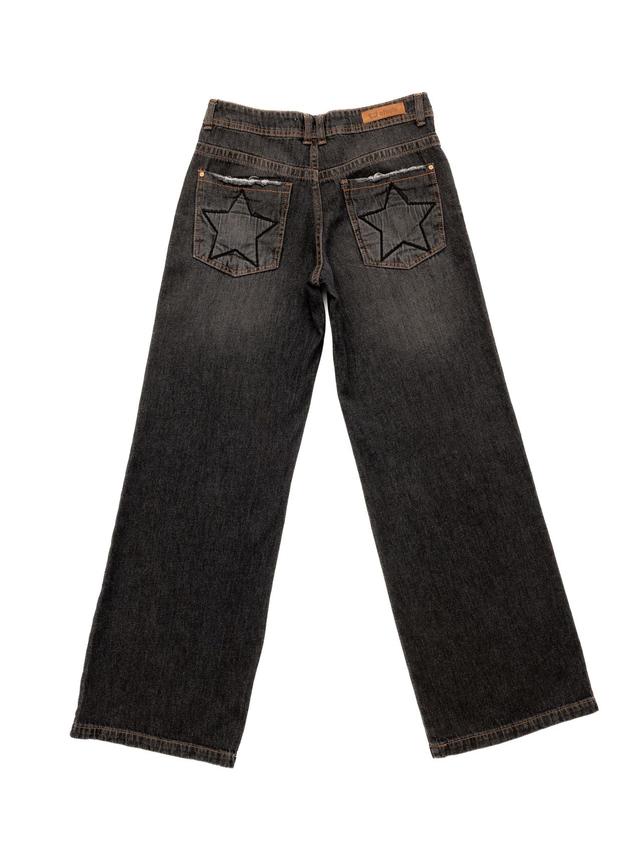 Jeans Puff Wide Bolsillo con Estrellas Negro Efesis