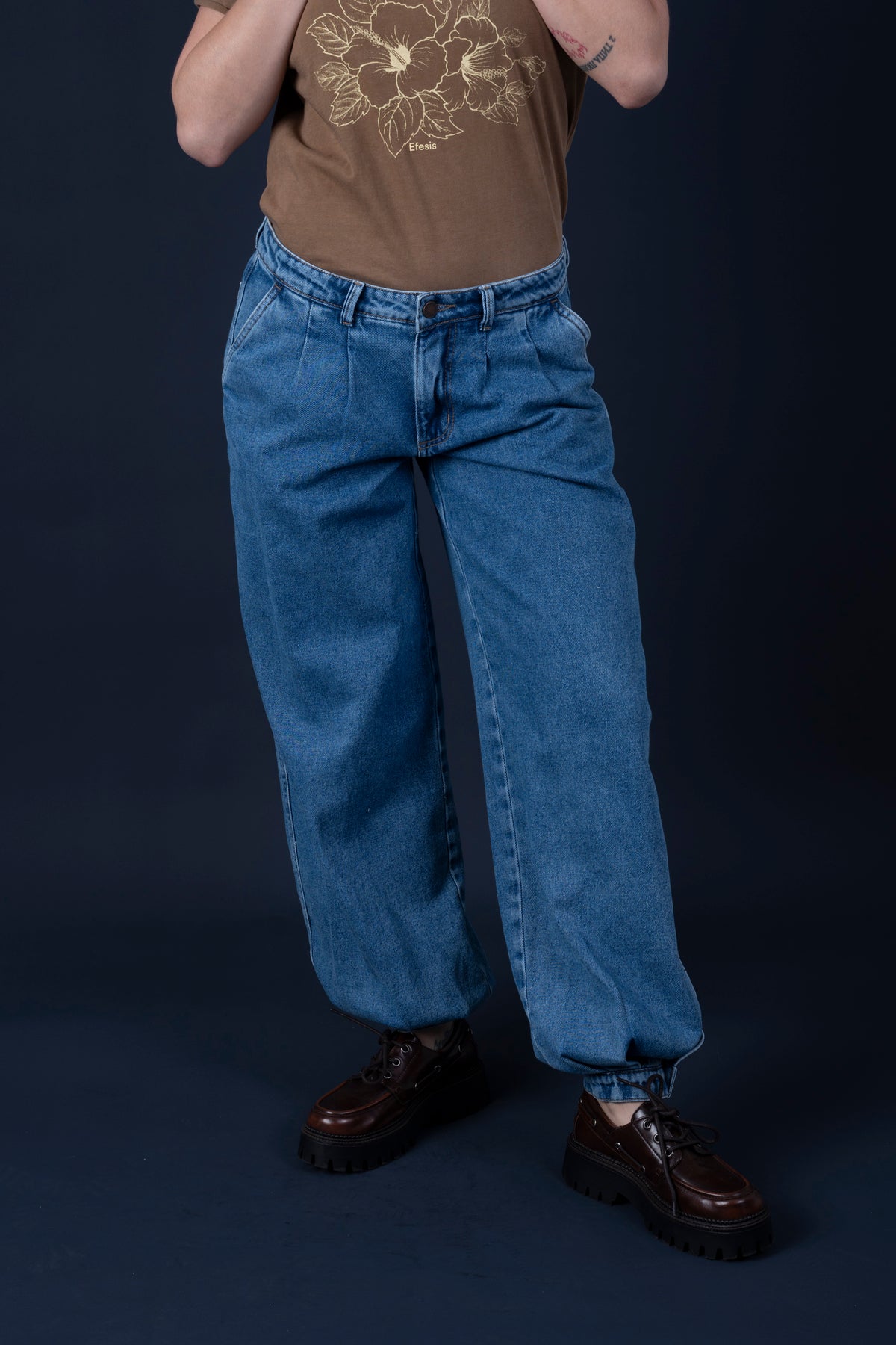 Jeans Abel Balloon Puños Azul Efesis
