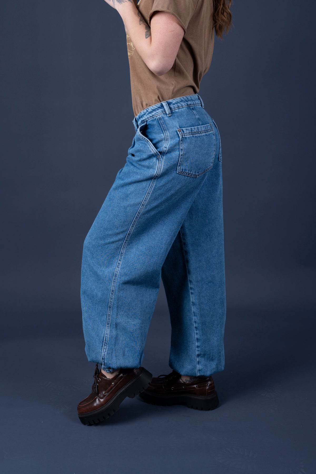 Jeans Abel Balloon Puños Azul Efesis