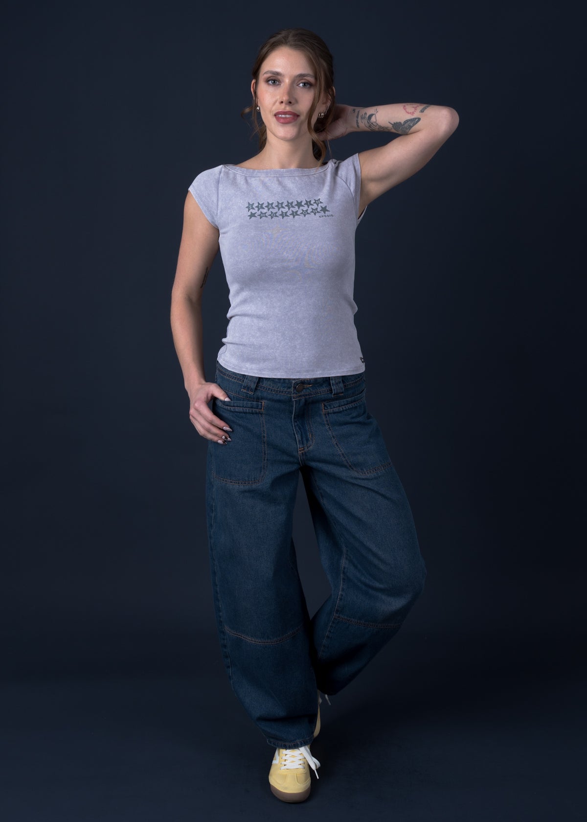 Jeans Mika Balloon Sobreteñido Azul Efesis