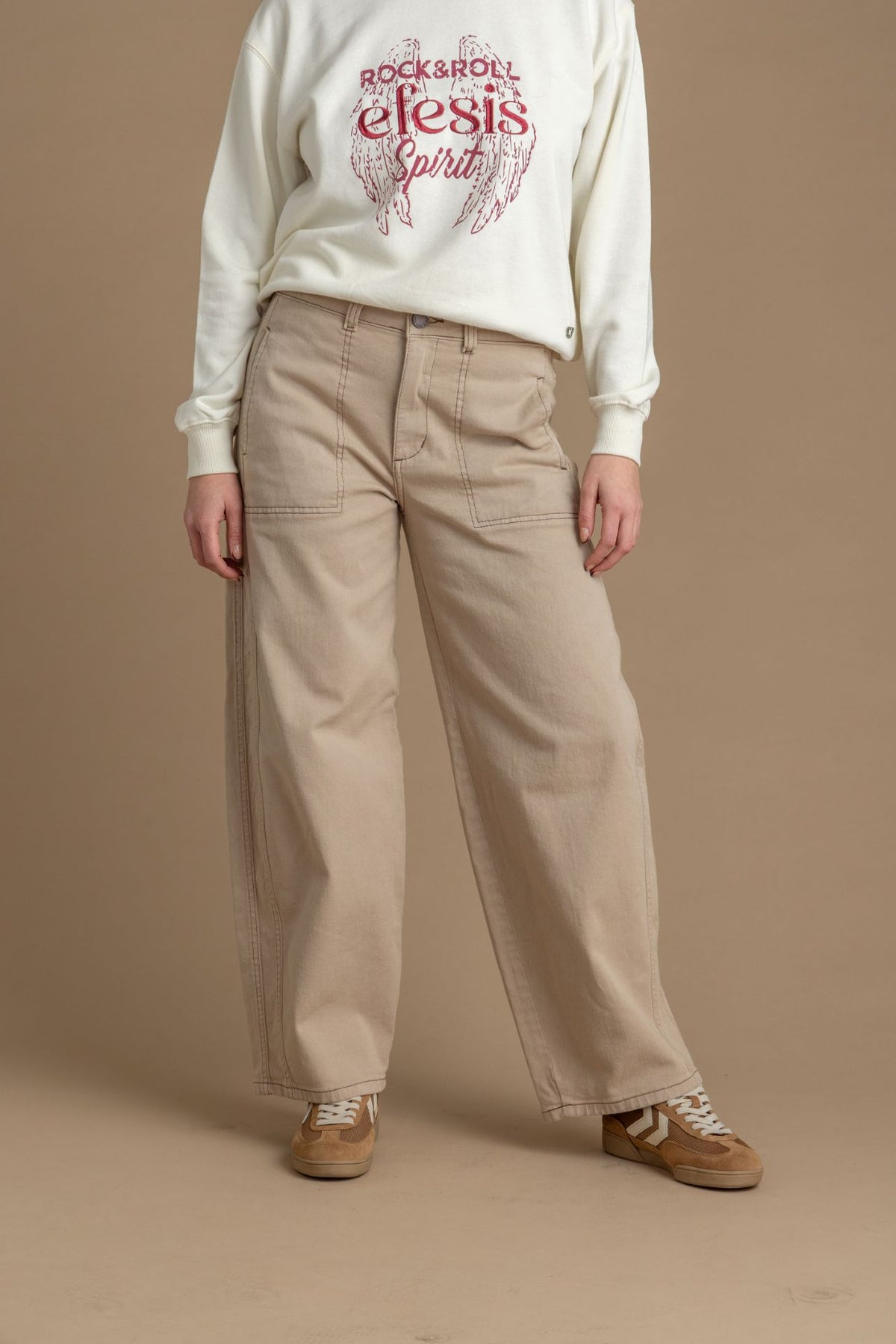 Pantalón Latte Balloon Hilo Contratono Beige Efesis