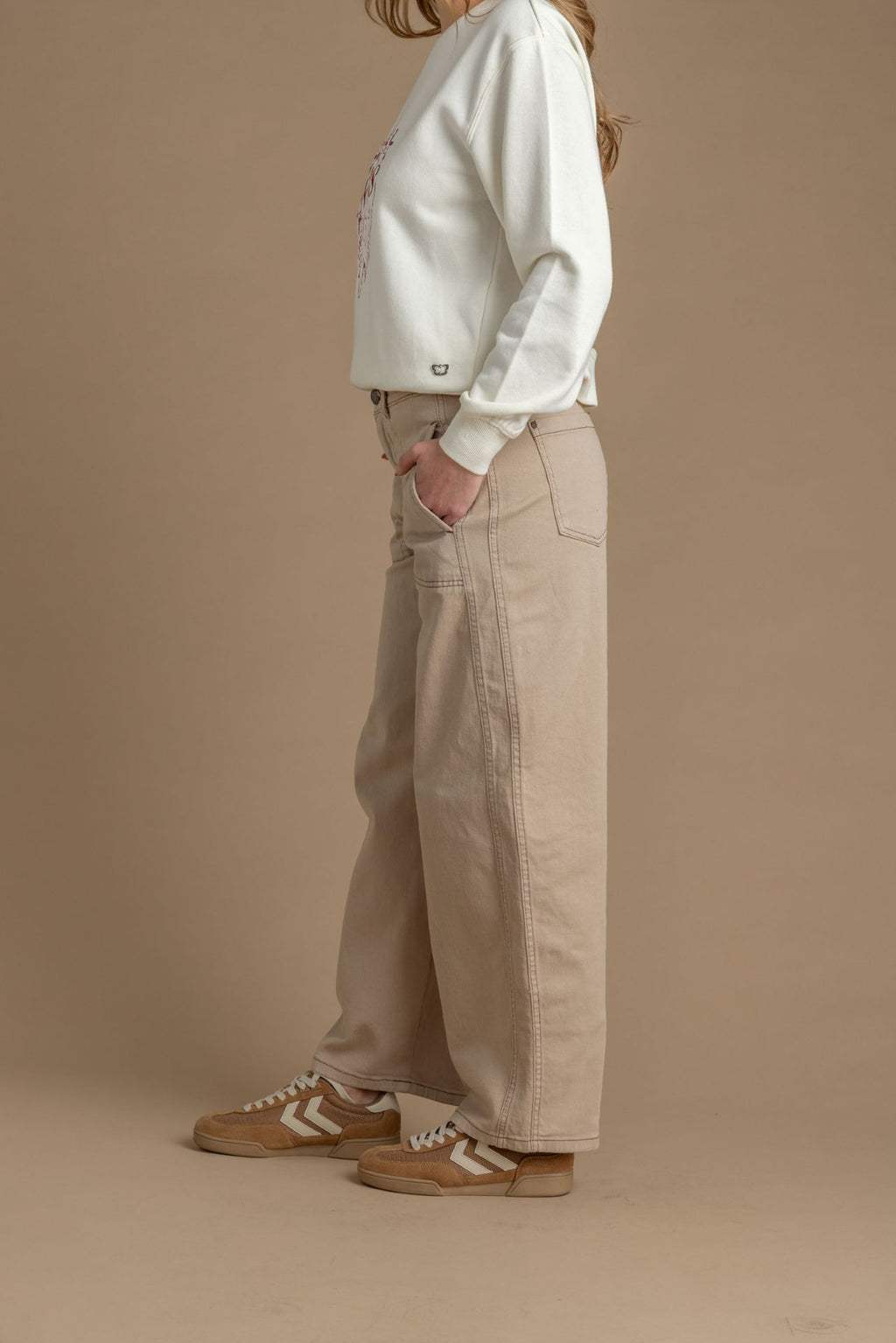 Pantalón Latte Balloon Hilo Contratono Beige Efesis