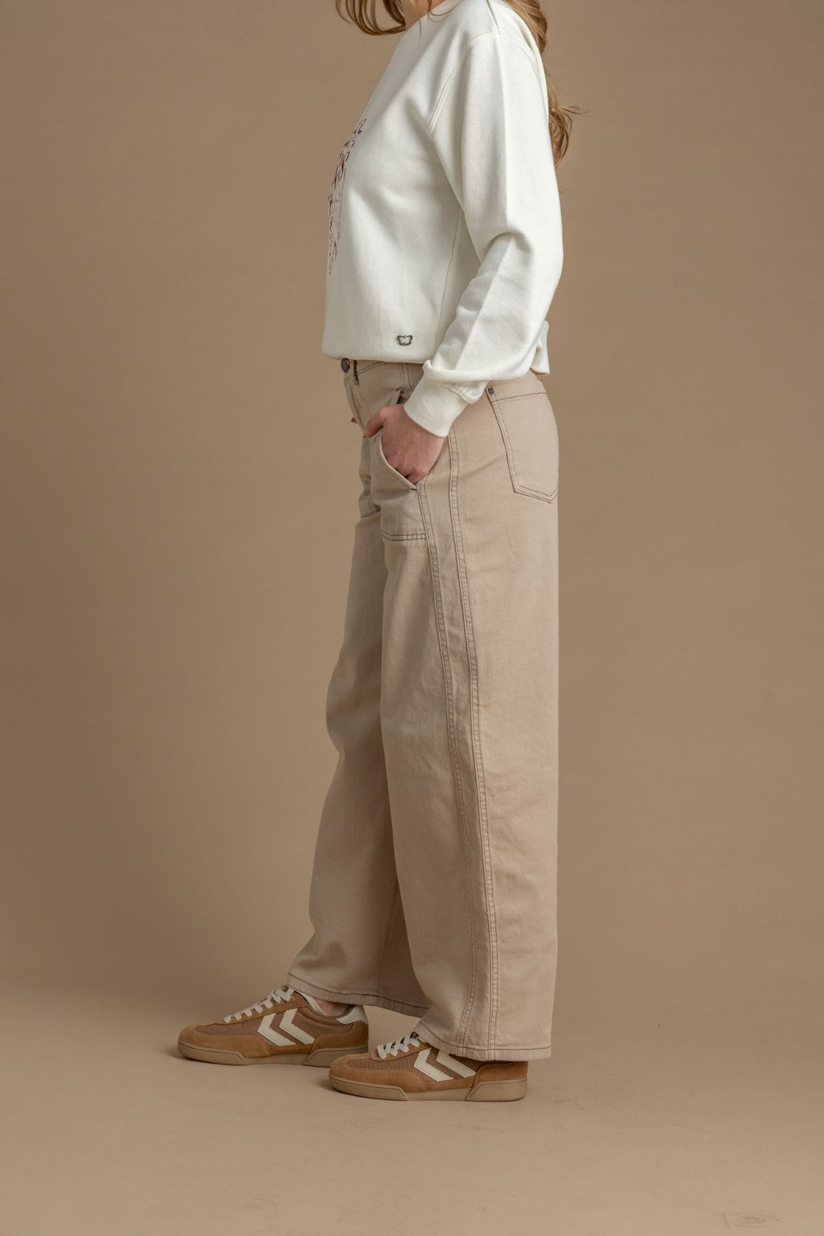 Pantalón Latte Balloon Hilo Contratono Beige Efesis