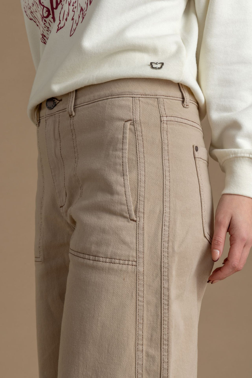 Pantalón Latte Balloon Hilo Contratono Beige Efesis