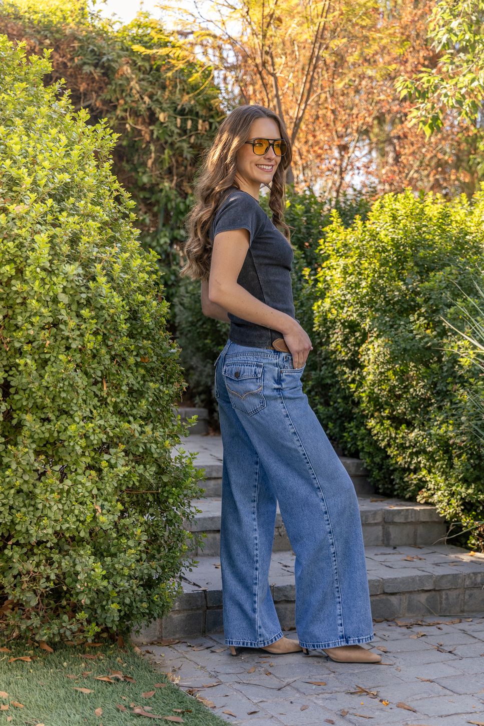 Jeans Ciapino Straight Bordado Bolsillos Azul Efesis