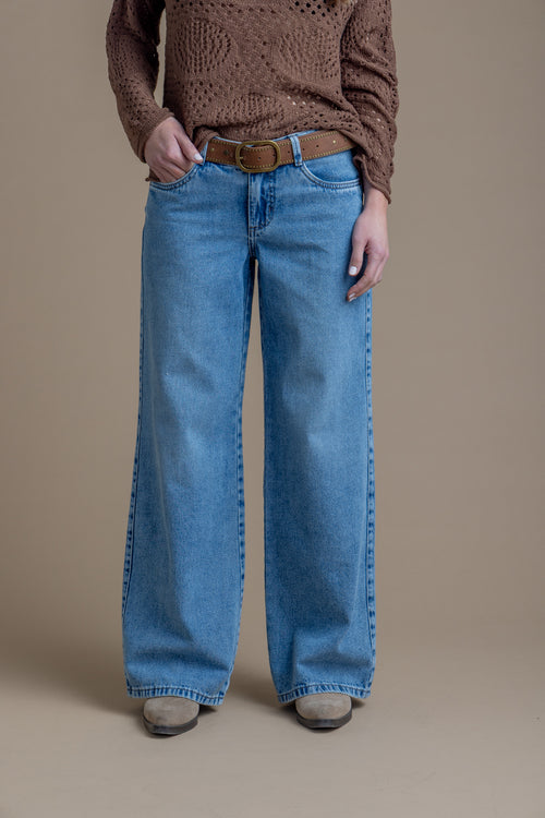 Jeans Ciapino Straight Bordado Bolsillos Azul Efesis