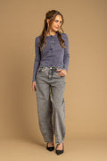 Jeans Nápoles Balloon Bolsillo Trasero en Forma Gris Efesis
