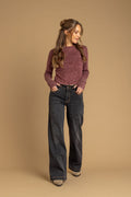 Jeans Aradia Wide Tachas Boca Bolsillo Negro Efesis