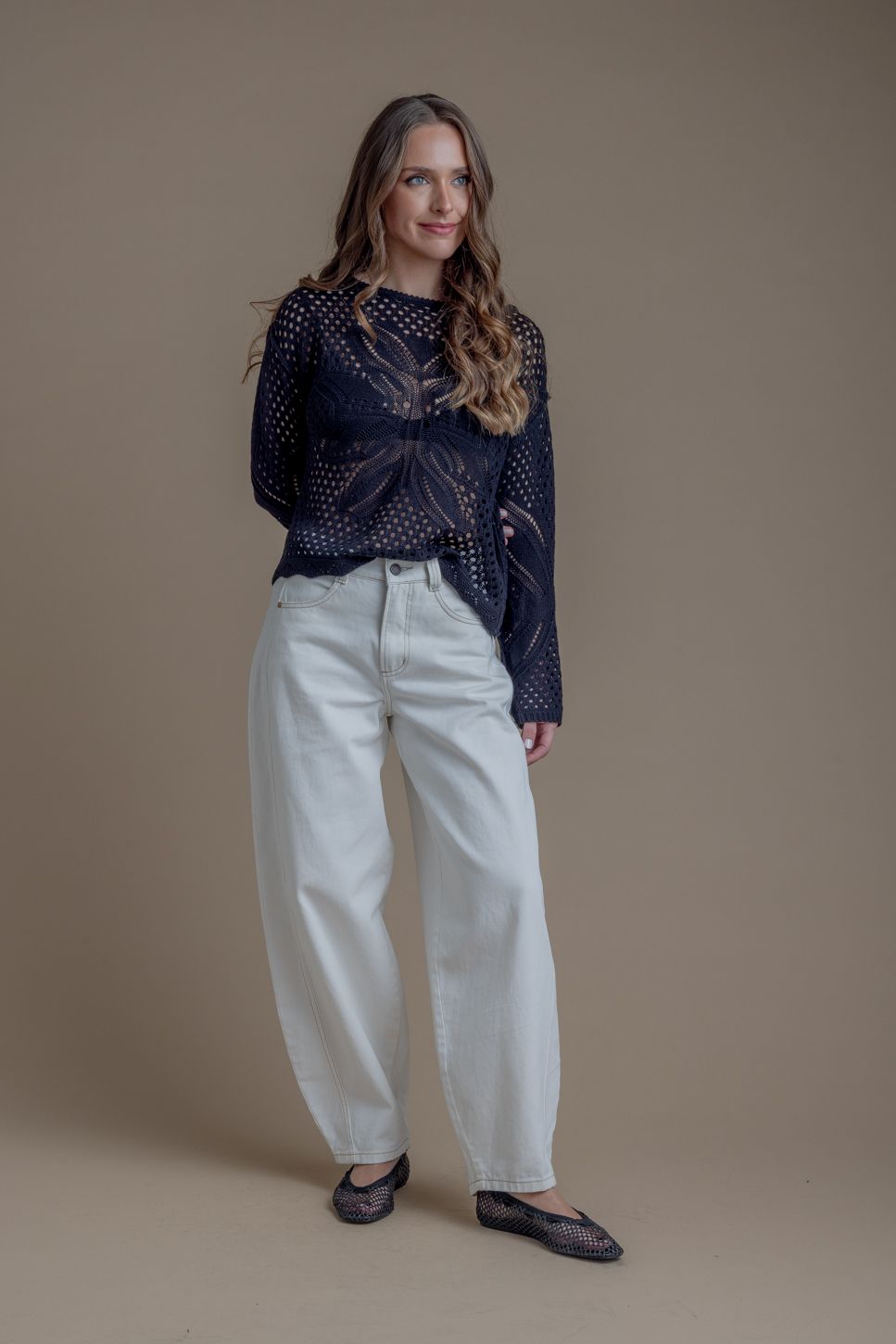 Pantalón Miletto Balloon Hilo Contratono Crudo Efesis