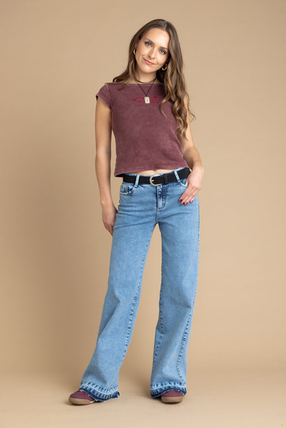 Jeans MIzar Wide Basta Desflecada Azul Efesis