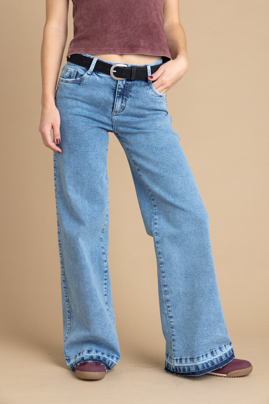 Jeans MIzar Wide Basta Desflecada Azul Efesis