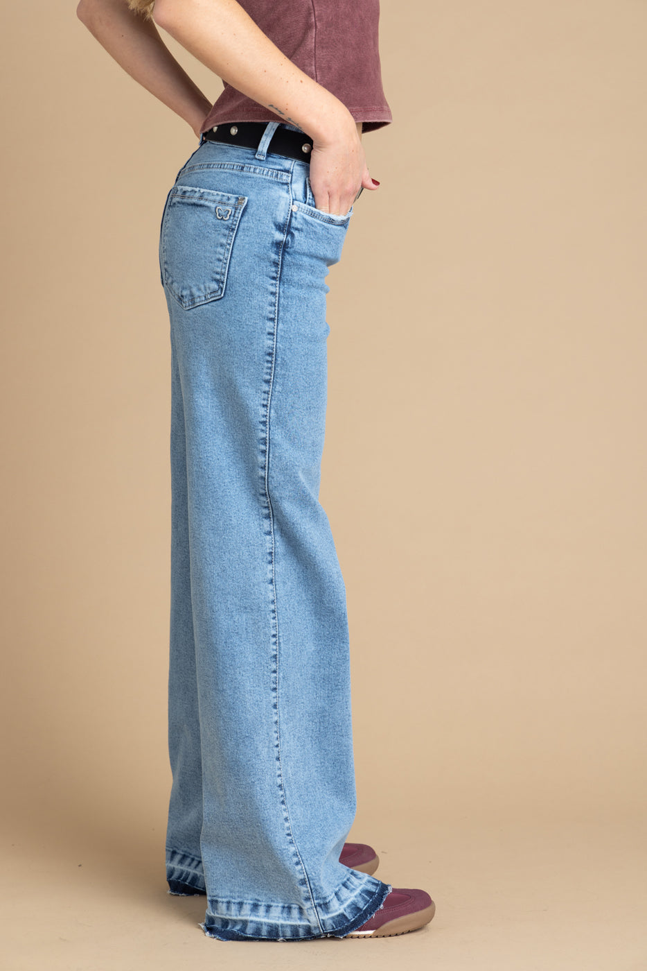 Jeans MIzar Wide Basta Desflecada Azul Efesis