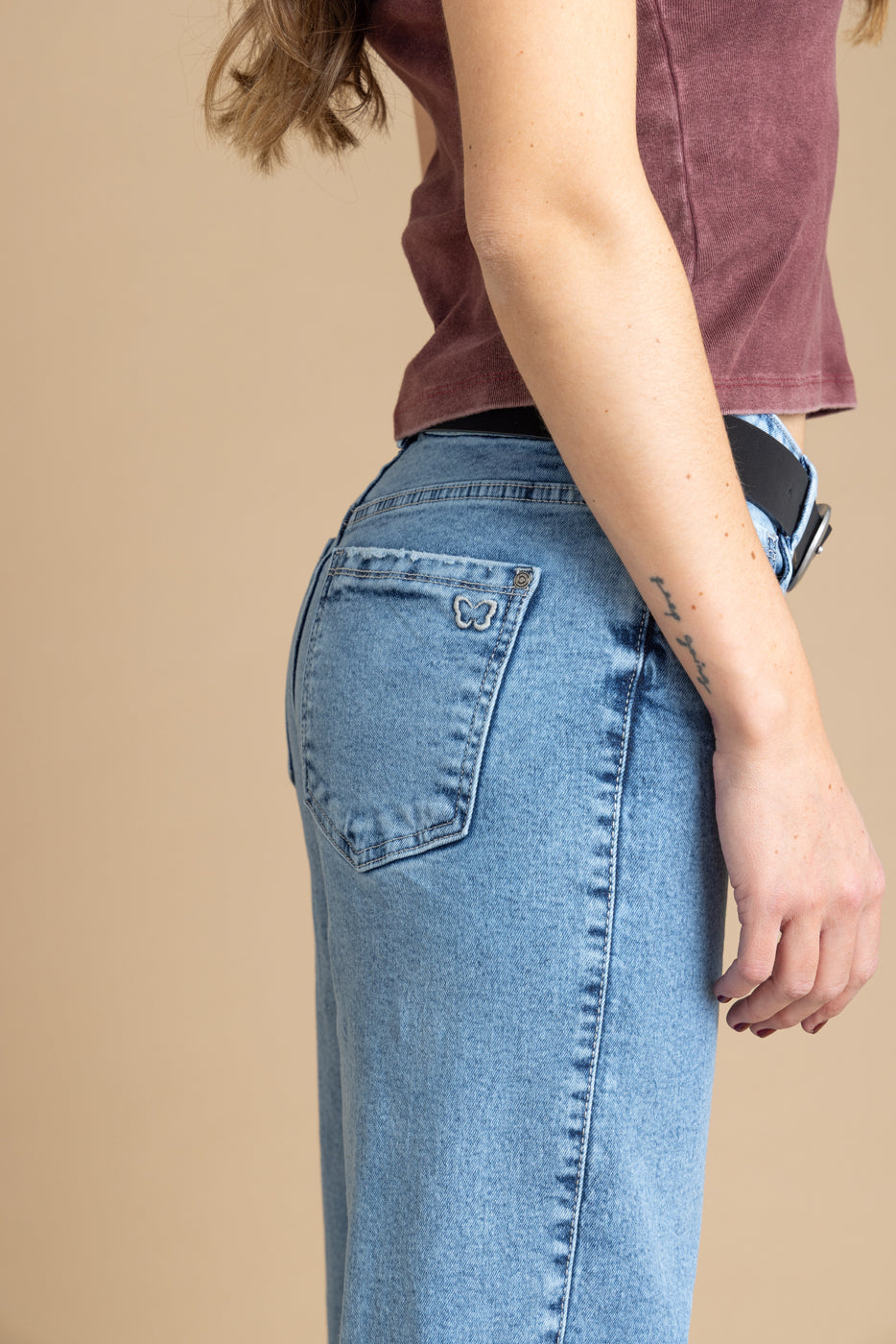 Jeans MIzar Wide Basta Desflecada Azul Efesis