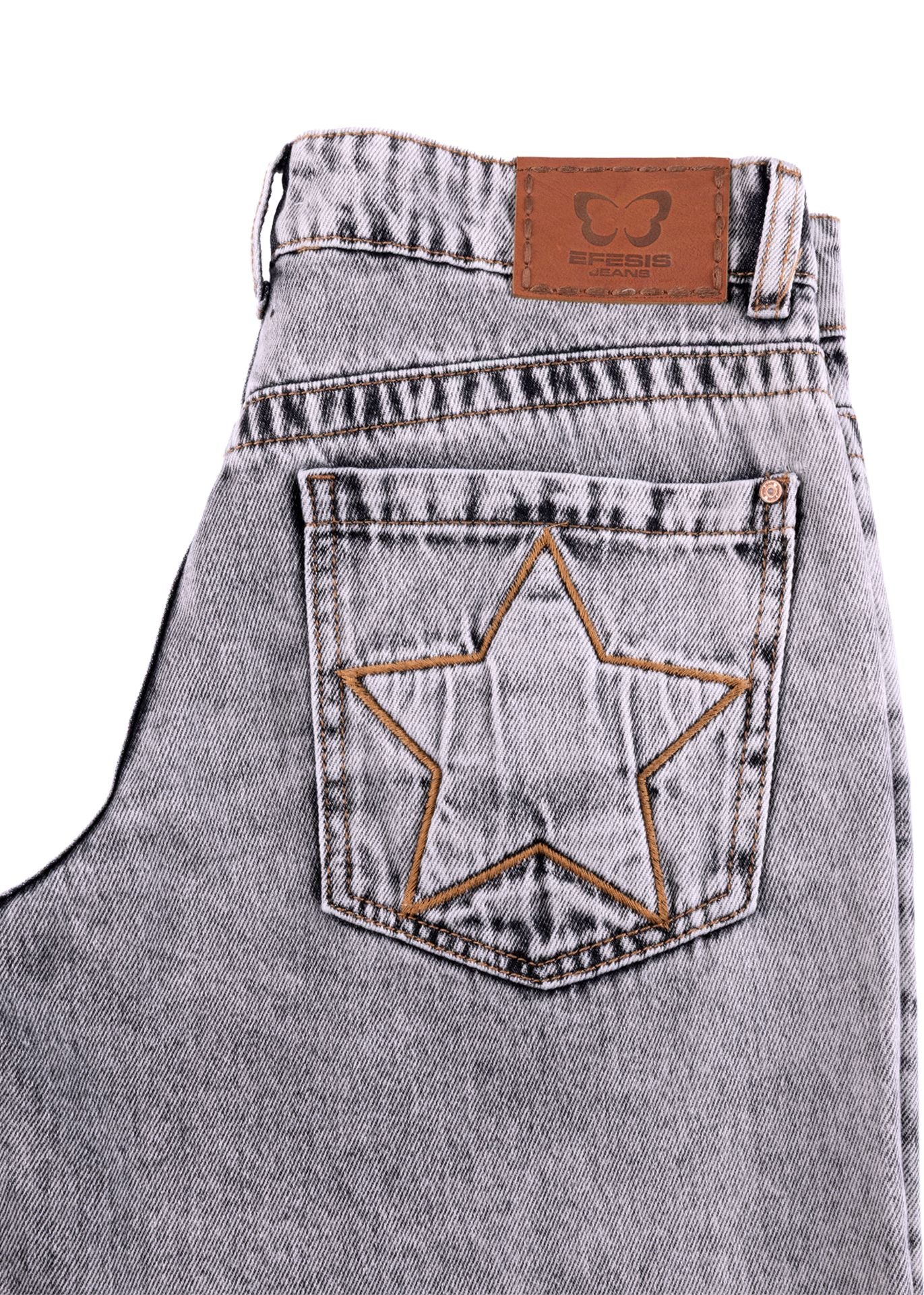 Jeans Puff Grey Wide Bolsillo C/Estrella Gris Efesis
