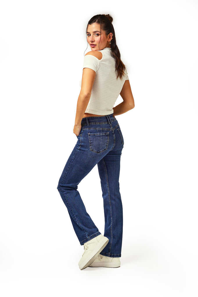 Jeans Isi Straight - Recto Pretina Ancha Azul Efesis