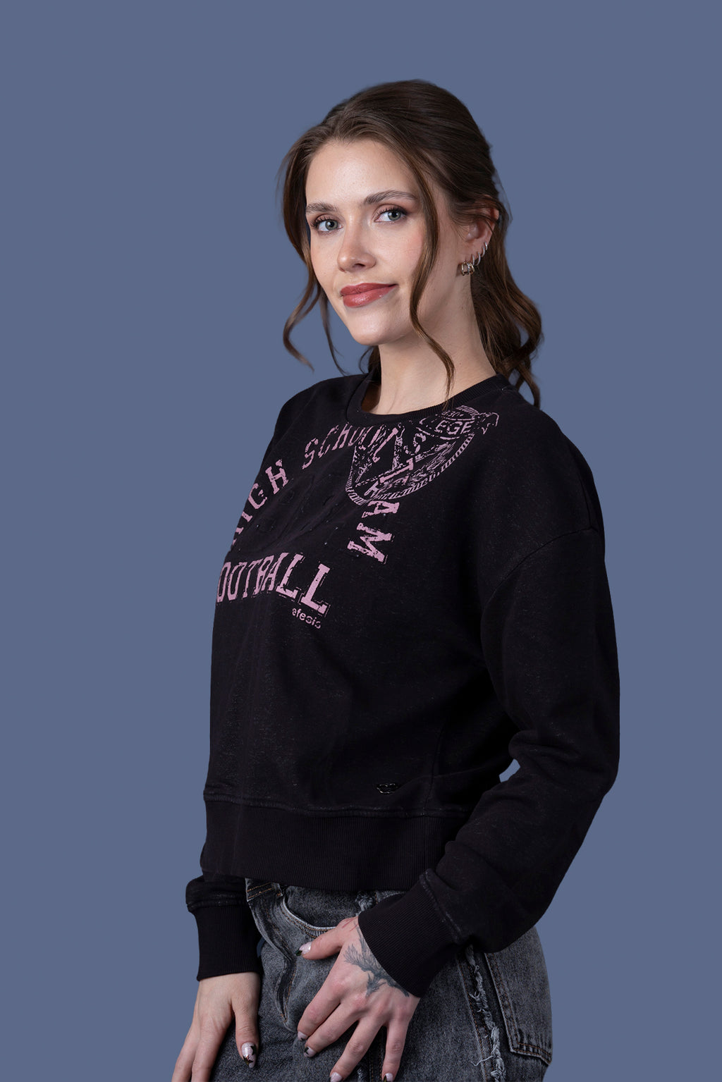 Polerón Alexia Regular Estampado Inflado Negro Efesis