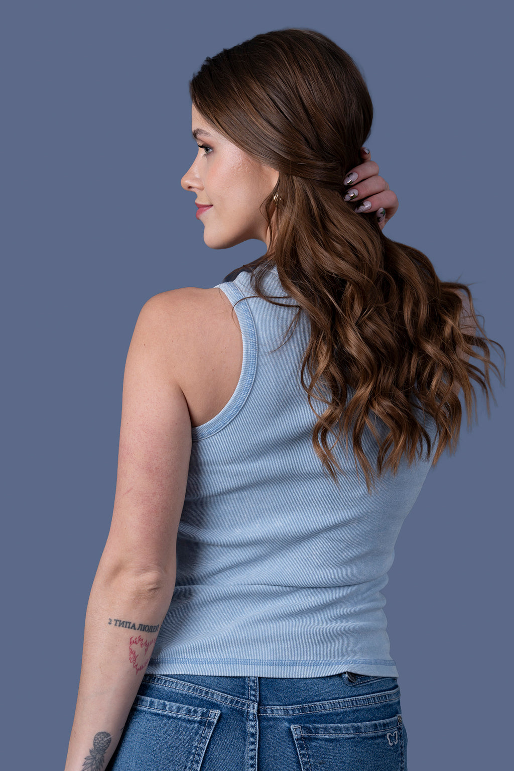 Polera Amparo Tank Fit Regular Celeste Efesis