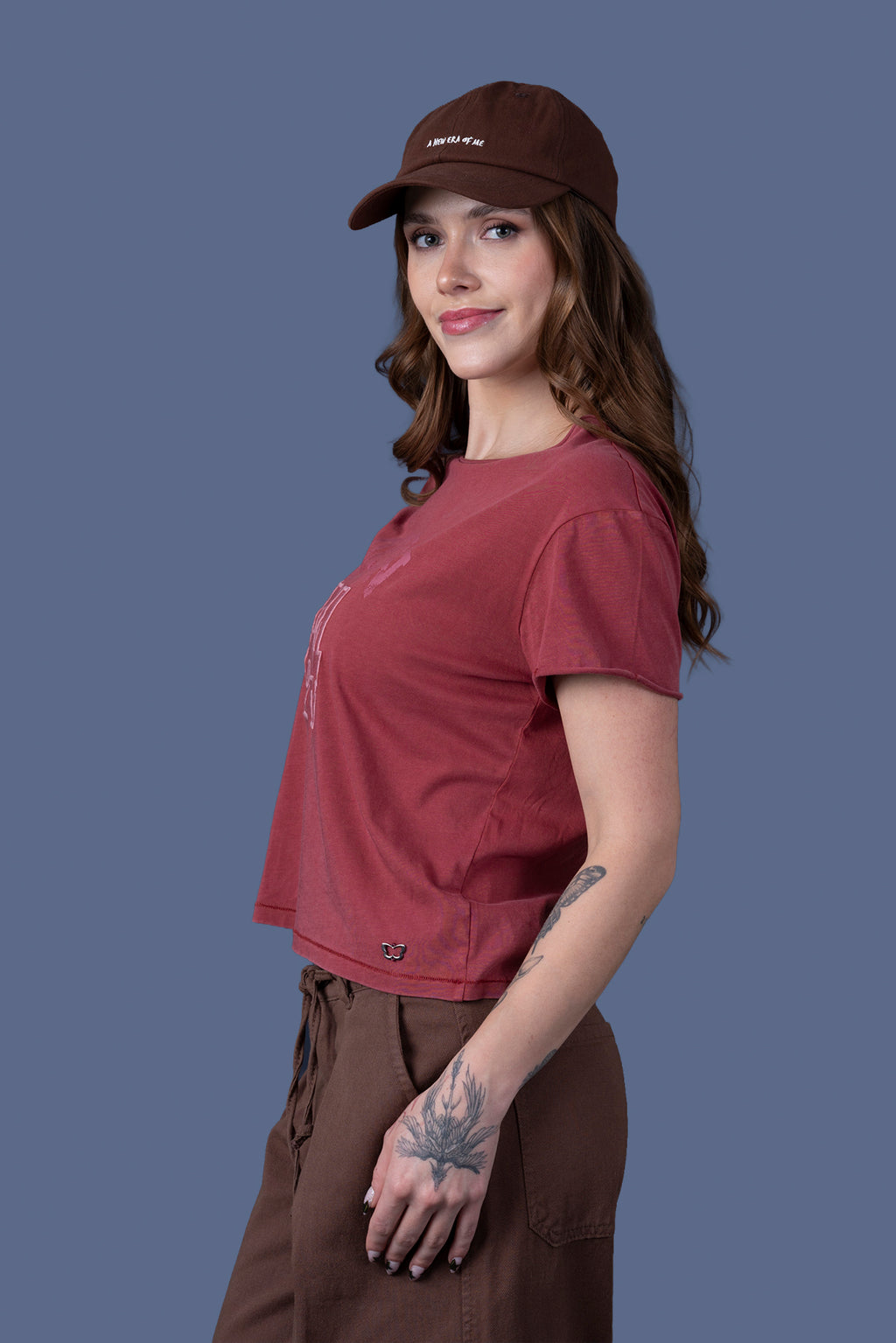 Polera Belisa Regular Bordado y Estampado Burdeo Efesis