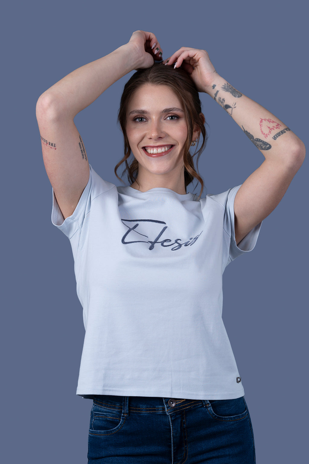 Polera Annie Regular Básica Celeste Efesis