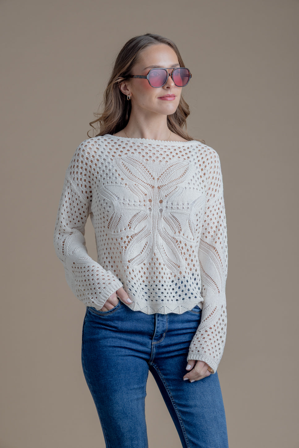 Sweater Renata Regular Calado Crudo Efesis