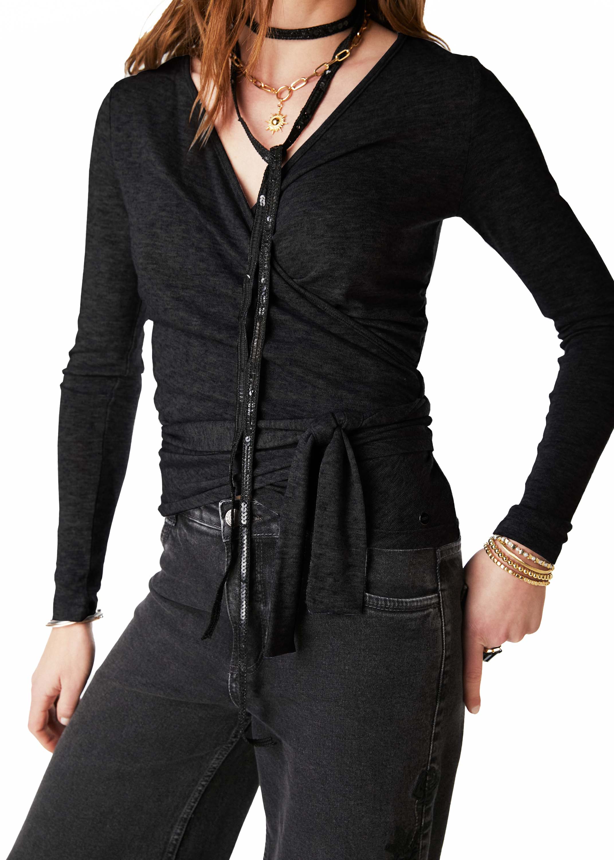Polera Lol Regular Cruzada c/Amarra Negro Efesis
